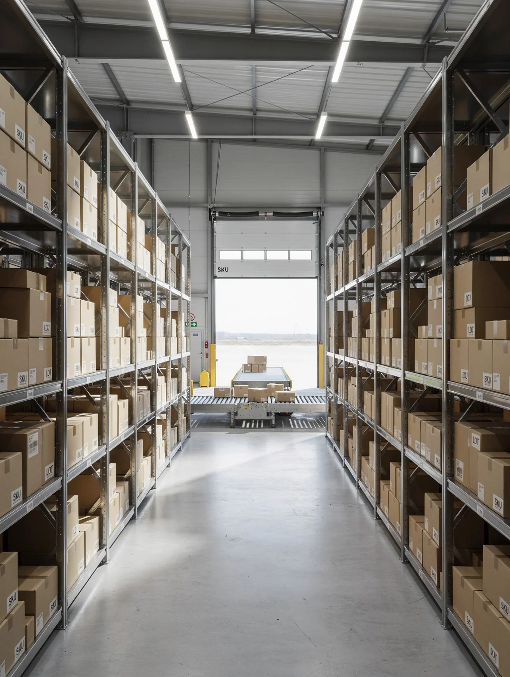 Professional logistics team sorting parcels in a secure shipping facility in Okinawa