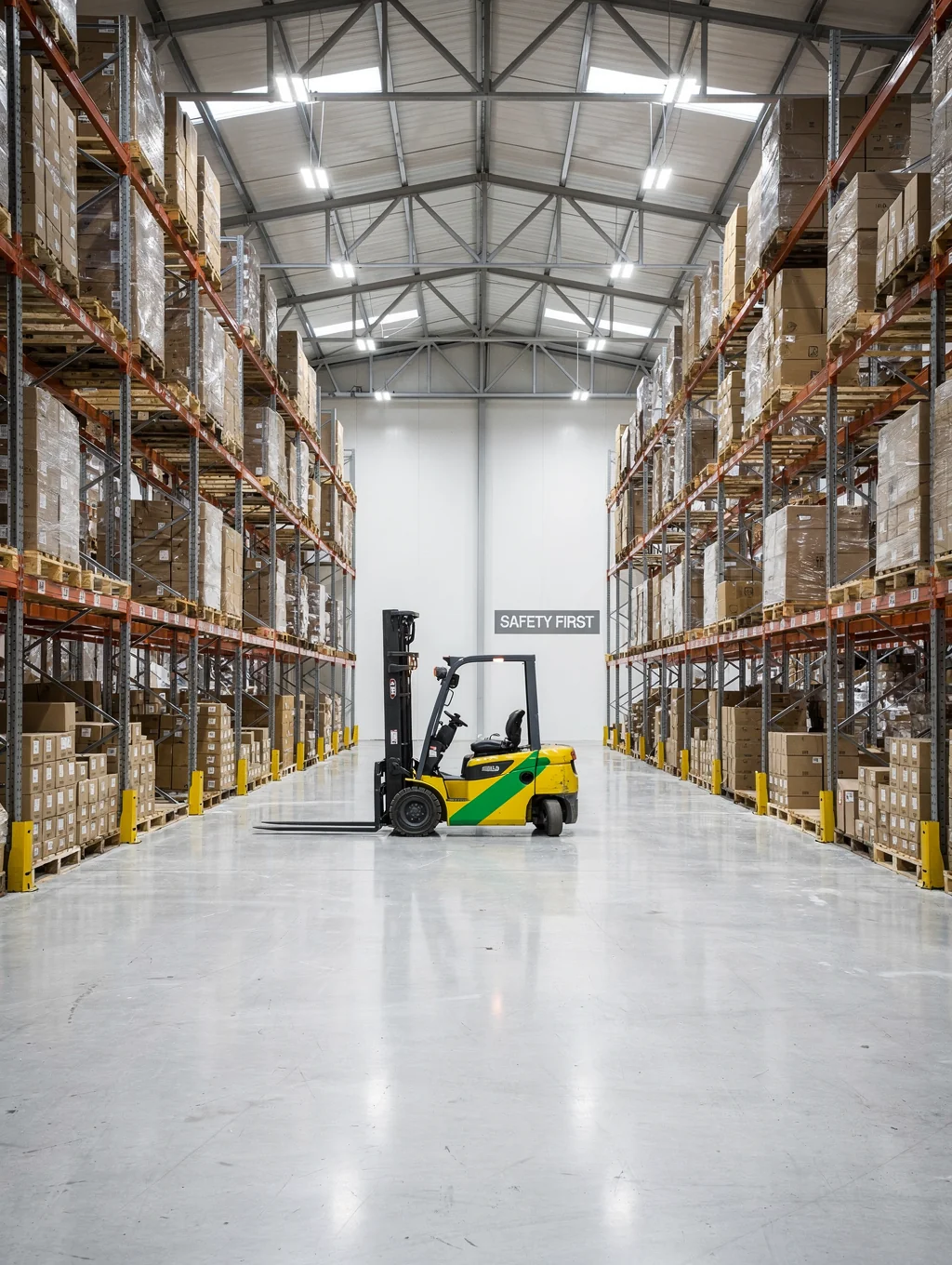 Modern warehouse facility with organized shipping crates